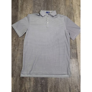 Stitch Quarter Button White and Blue Striped Shirt Size Medium